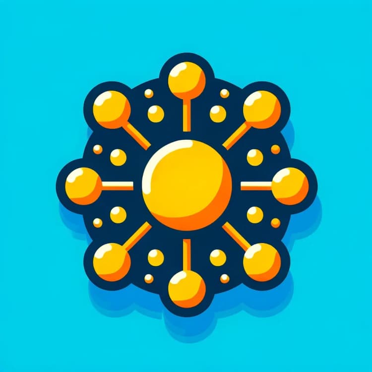 A digital illustration of a yellow interconnected hub on a blue background, symbolizing a revenue operations platform.