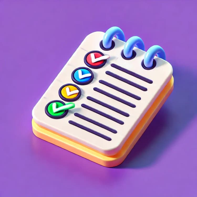 A colorful, spiral-bound checklist symbolizing the importance of organized marketing lists in CRM.