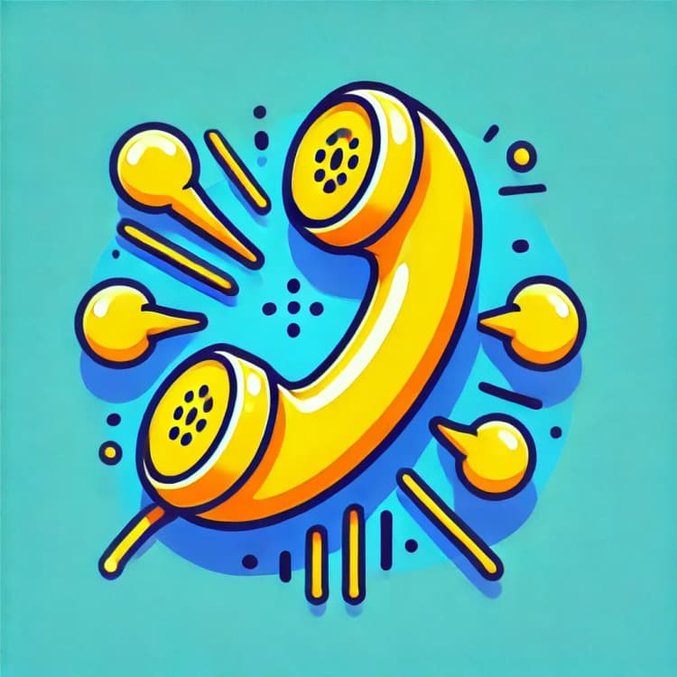A vibrant digital illustration of a yellow phone receiver with sound waves on a blue background, symbolizing cold calling.